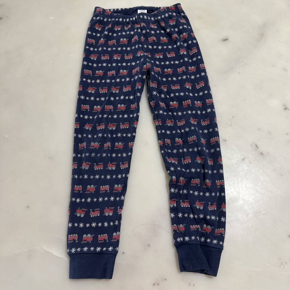 Janie and Jack Pajama Pants Boy’s 6 Holiday Trains Snow Flakes Ribbed Cuff